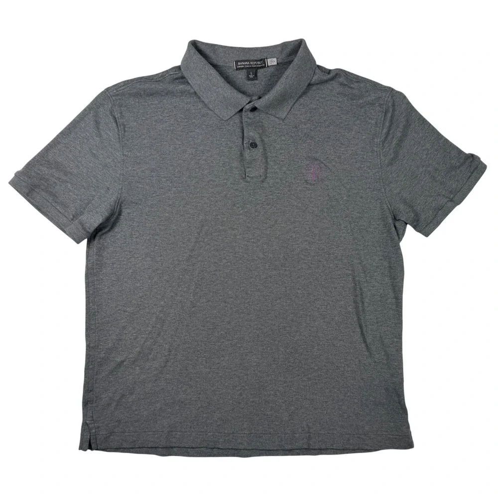 Banana Republic Polo Shirt Mens‎ Large Gray Excellent Luxury Touch Performance L